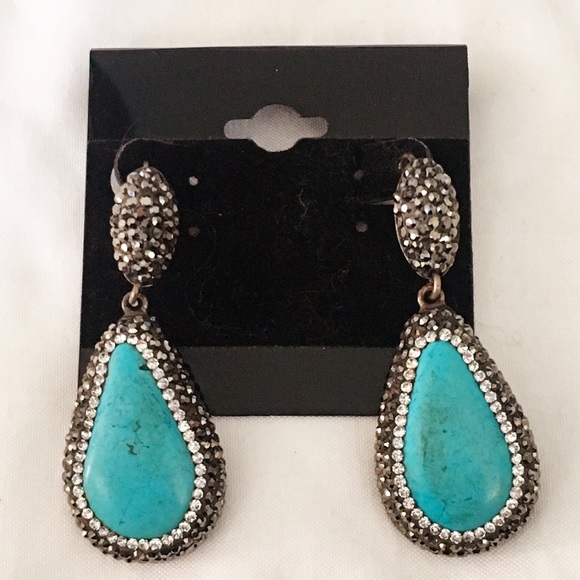 Jewelry - Sterling Silver/Turquoise/Rhinestoned earrings